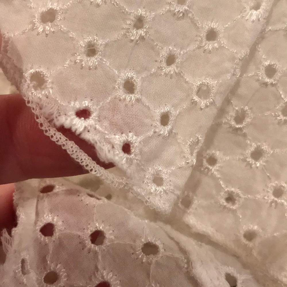 Size 2 Y2K Romantic white cotton eyelet lace ruffle asymmetrical skirt lined EUC - Picture 10 of 11